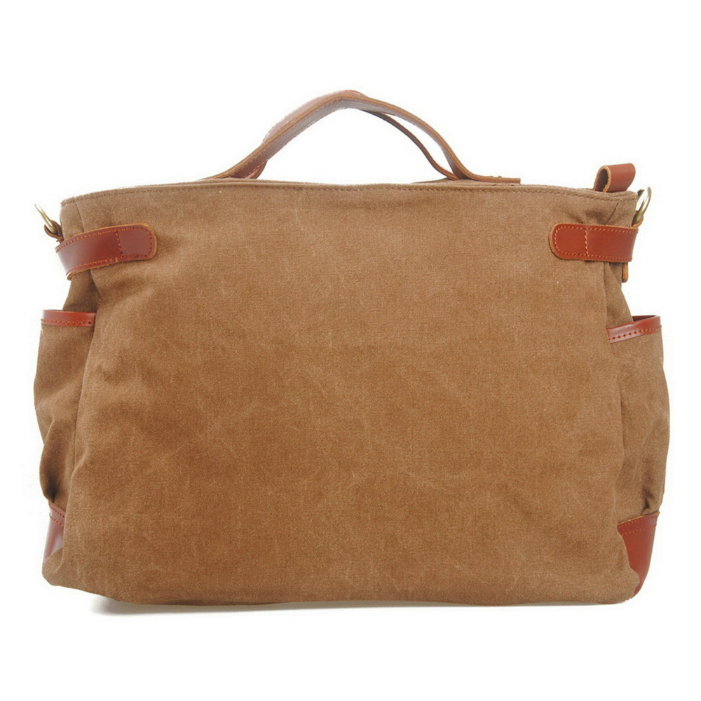 * Sale * - Small Canvas GYM Bag Duffle Bag Overnight Bag Tote Bag w Real Leather - Picture 2 of 8